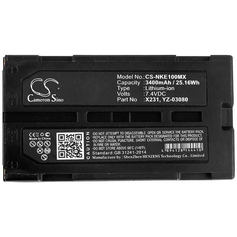 7.4V, 3400mAh, Li-ion Battery fits Nihon Kohden, Wee-1000, 25.16Wh