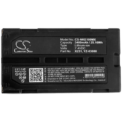 7.4V, 3400mAh, Li-ion Battery fits Nihon Kohden, Wee-1000, 25.16Wh
