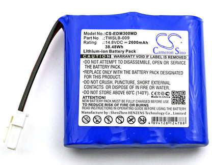 14.8V, 2600mAh, Li-ion Battery fits Edan, M3, 38.48Wh