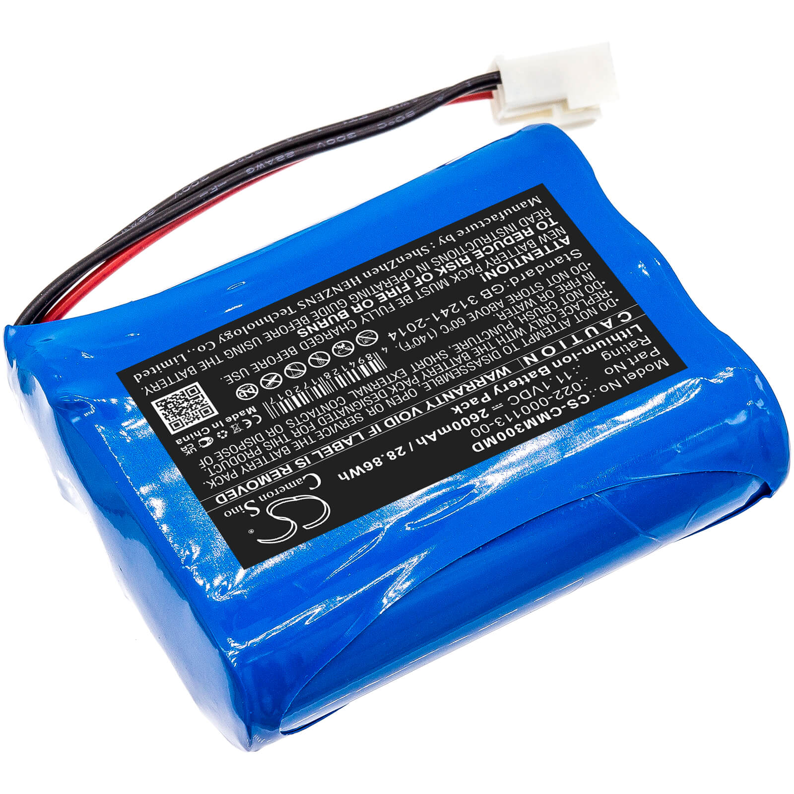 11.1V, 2600mAh, Li-ion Battery fits Comen, Cm300, 28.86Wh