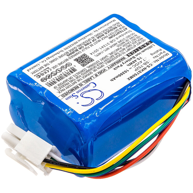 7.4V, 10200mAh, Li-ion Battery fits Nihon Kohden, Svm-7501, 75.48Wh