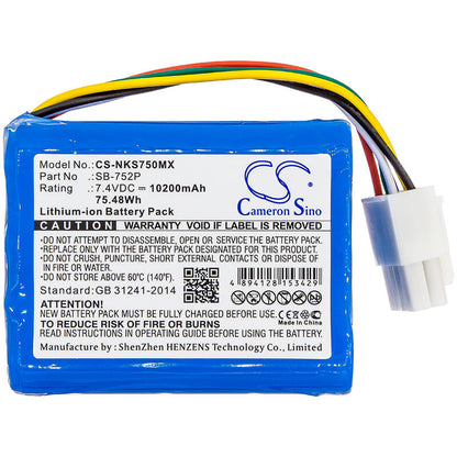 7.4V, 10200mAh, Li-ion Battery fits Nihon Kohden, Svm-7501, 75.48Wh