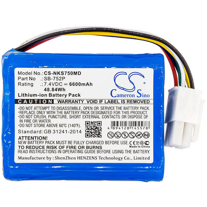 7.4V, 6600mAh, Li-ion Battery fits Nihon Kohden, Svm-7501, 48.84Wh