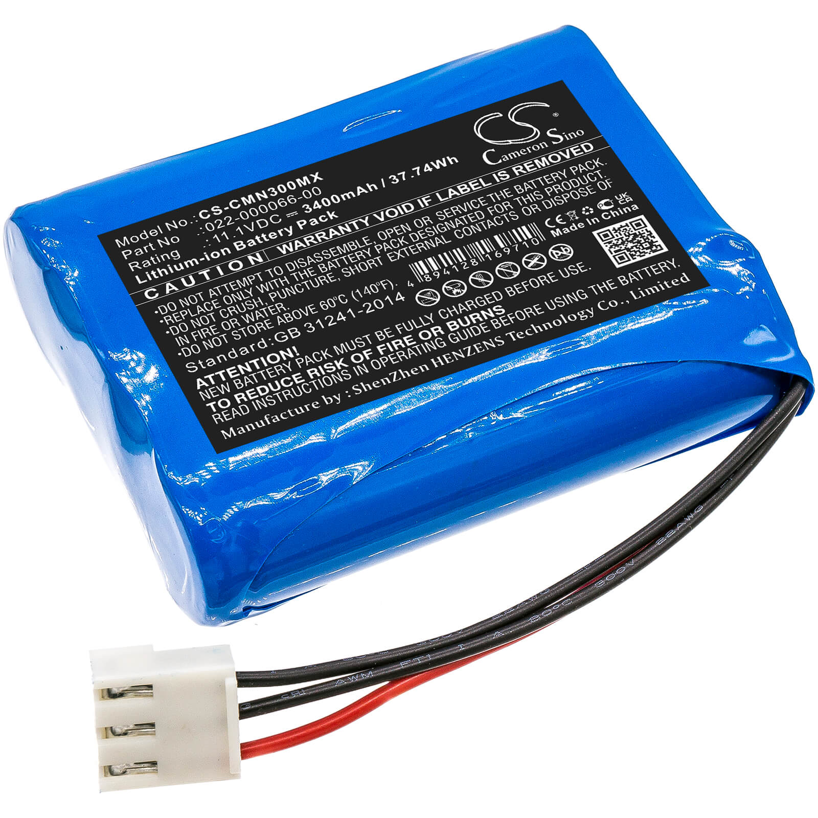 11.1V, 3400mAh, Li-ion Battery fits Comen, Nc3, 37.74Wh