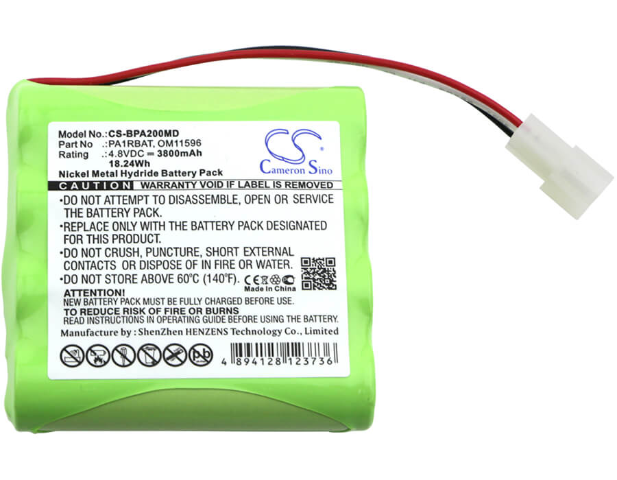 4.8V, 3800mAh, Ni-MH Battery fits Bullard, Pa20 Air Purifying System, 18.24Wh