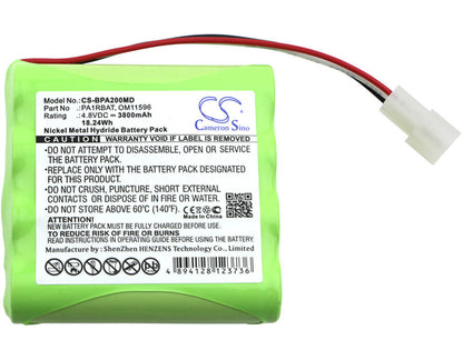4.8V, 3800mAh, Ni-MH Battery fits Bullard, Pa20 Air Purifying System, 18.24Wh