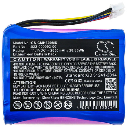 11.1V, 2600mAh, Li-ion Battery fits Comen, H3, 28.86Wh