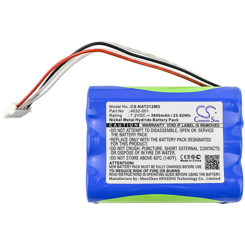 7.2V, 3600mAh, Ni-MH Battery fits Nonin, 2120 Pulse Oximeter, 7500fo, 25.92Wh