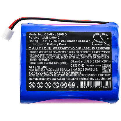 11.1V, 2600mAh, Li-ion Battery fits General, G3h, G3hi30028-1, 28.86Wh