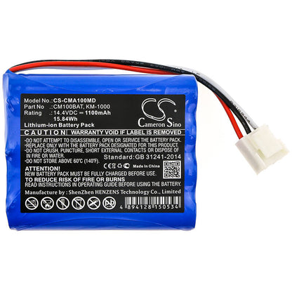 14.4V, 1100mAh, Li-ion Battery fits Comen, Cm100, Cm300, 15.84Wh