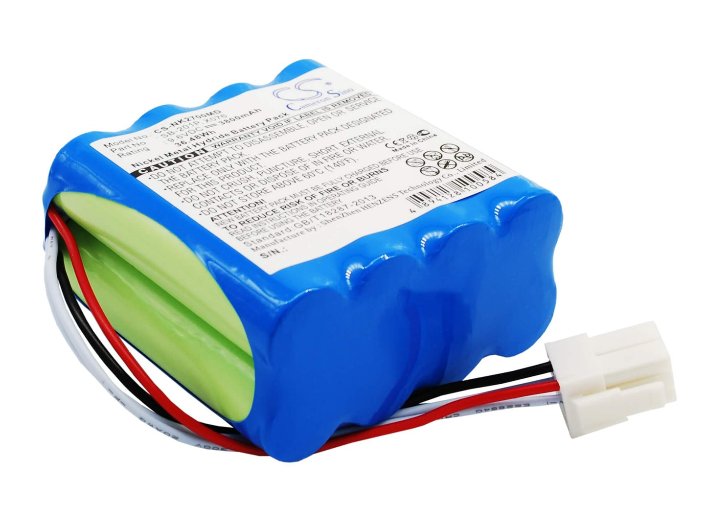 9.6V, 3800mAh, Ni-MH Battery fits Nihon Kohden, Pvm-2700, Pvm-2701, 36.48Wh