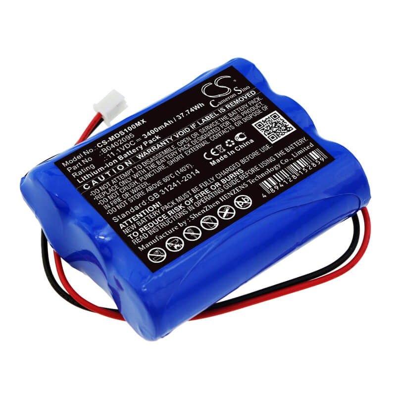 11.1V, 3400mAh, Li-ion Battery fits Medsonic, Mscpr-1a, 37.74Wh