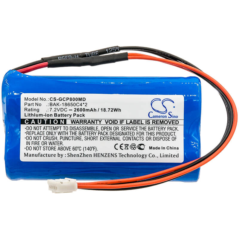 7.2V, 2600mAh, Li-ion Battery fits G-care, Sp-800, 18.72Wh