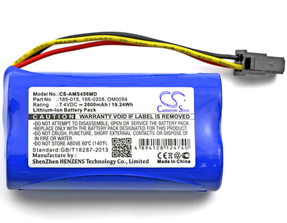 7.4V, 2600mAh, Li-ion Battery fits Aspect Medical System, Bis Vista, Bis Vista Monitoring, 19.24Wh