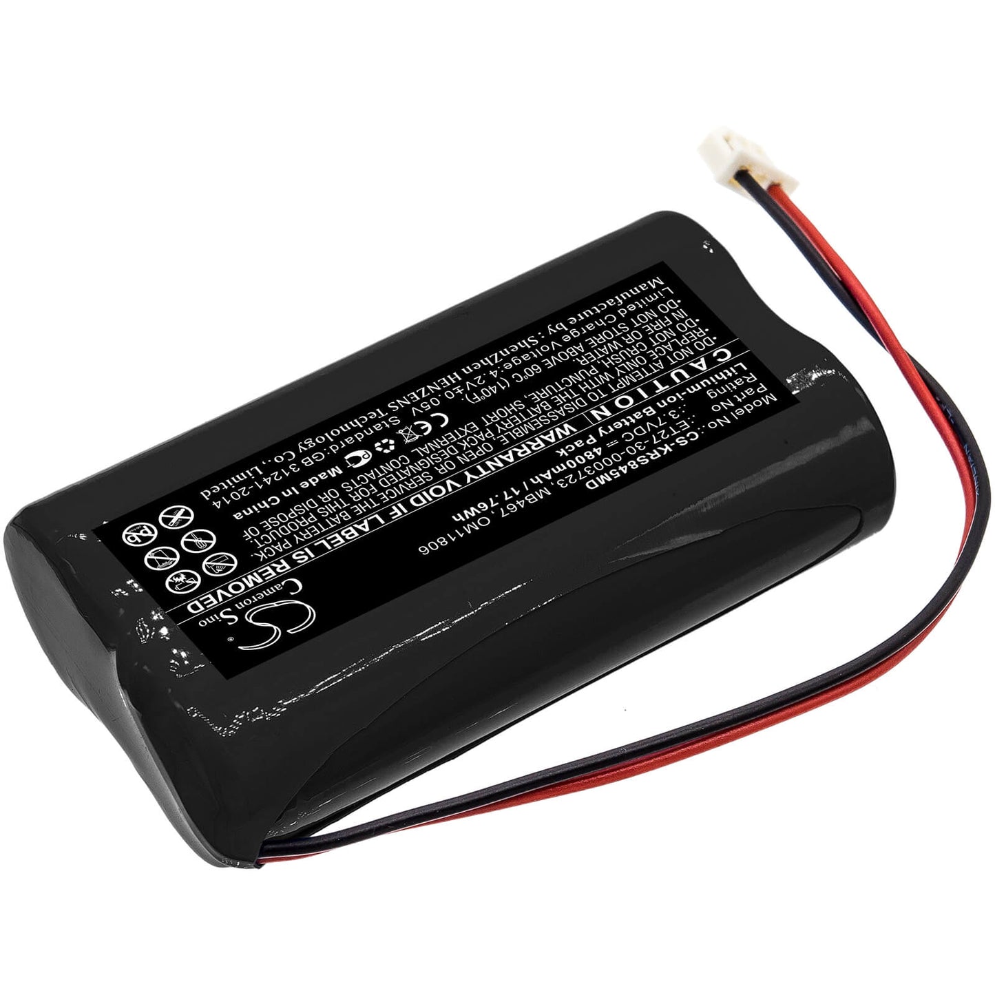 3.7V, 4800mAh, Li-ion Battery fits Karl Storz, 8402 Zx, 8402zx Laryngoscope 30-0003, 17.76Wh
