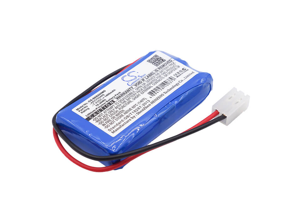 7.4V, 1400mAh, Li-Polymer Battery fits Shenke, Sk500i, Sk-500i Infusion Pump, 10.36Wh