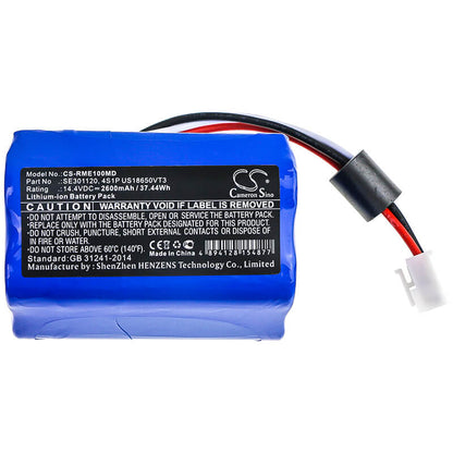 14.4V, 2600mAh, Li-ion Battery fits Resmed, Respirateur Stellar 100, Respirateur Stellar 150, 37.44Wh