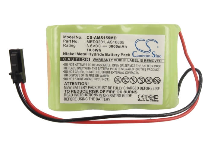 3.6V, 3000mAh, Ni-MH Battery fits Alaris Medicalsystems, 1550 Med System 3 2860 Infusio, 2860, 10.8Wh