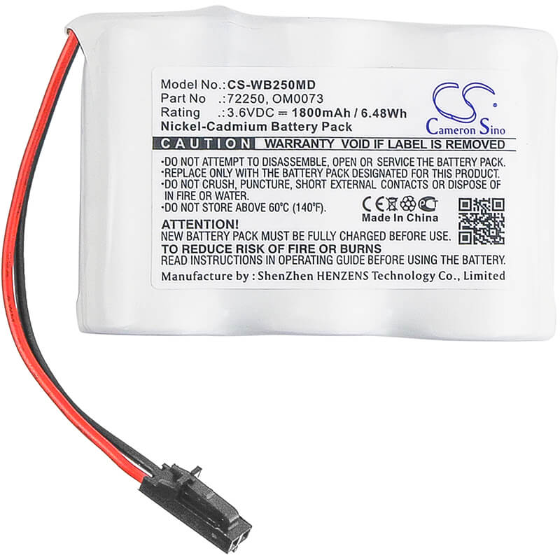 3.6V, 1800mAh, Ni-CD Battery fits Welch-allyn, Lumi View, Ophthalmoscope, 6.48Wh