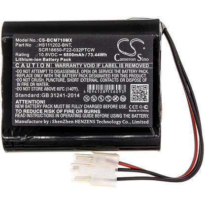 10.8V, 6800mAh, Li-ion Battery fits Bionet, Bm7vet Optional, 73.44Wh