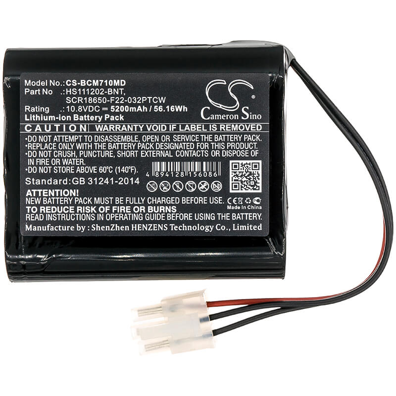 10.8V, 5200mAh, Li-ion Battery fits Bionet, Bm7vet Optional, 56.16Wh