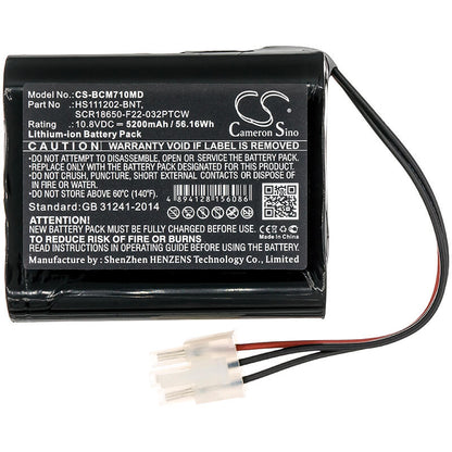 10.8V, 5200mAh, Li-ion Battery fits Bionet, Bm7vet Optional, 56.16Wh