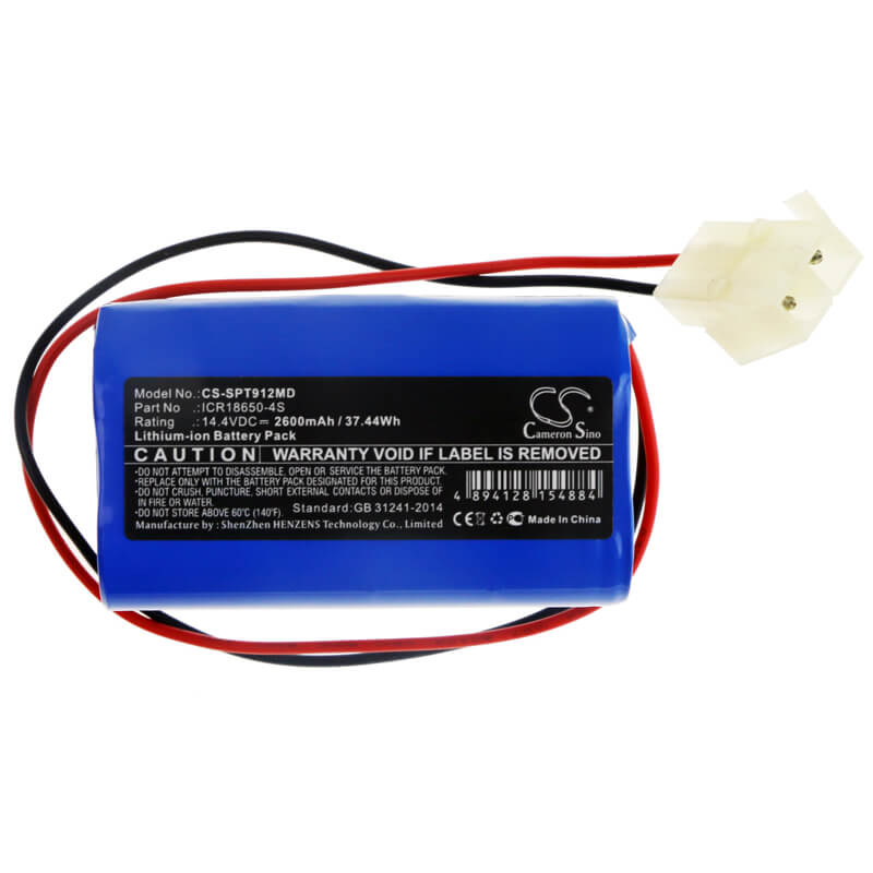 14.4V, 2600mAh, Li-ion Battery fits Spring, Ecg-912a, 37.44Wh