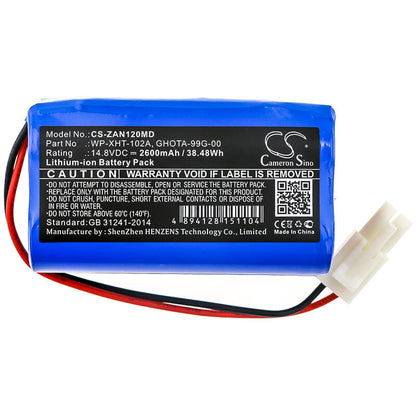 14.8V, 2600mAh, Li-ion Battery fits Zondan, Apollo N1-a, D120d, 38.48Wh