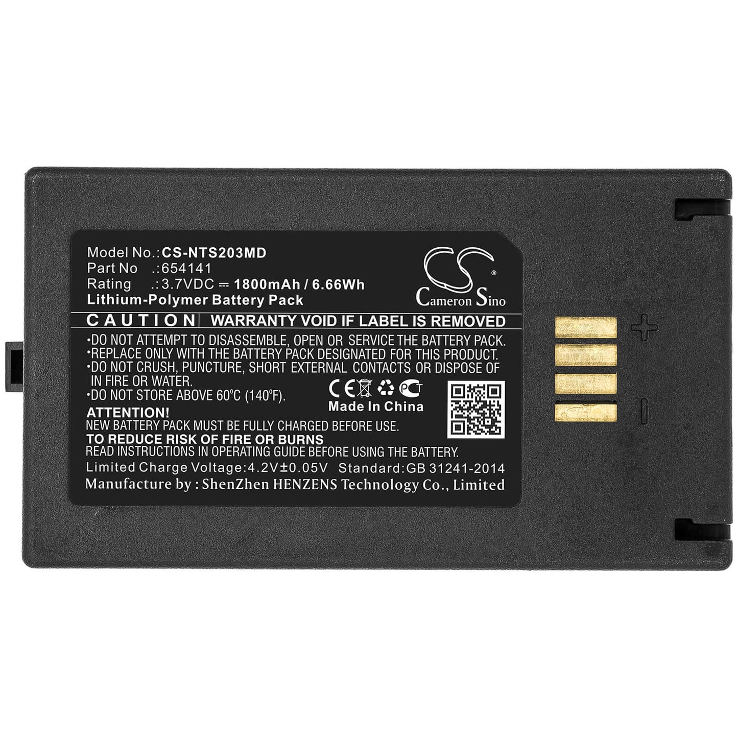 3.7V, 1800mAh, Li-Polymer Battery fits Nova, Statstrip Glucose Meter, Tps-2003, 6.66Wh