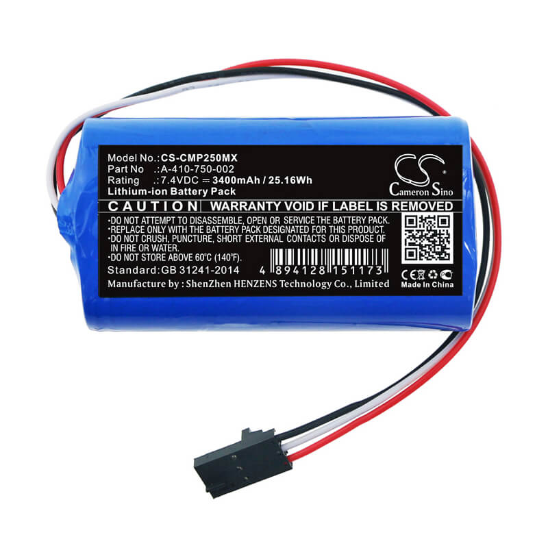 7.4V, 3400mAh, Li-ion Battery fits Cosmed, Pony Fx Nta2531, 25.16Wh