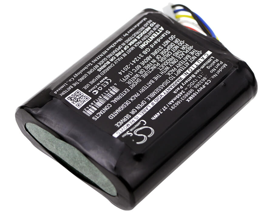 11.1V, 3400mAh, Li-ion Battery fits Philips, Moniteur Portable Suresigns Vm, Monitor Vs1, 37.74Wh
