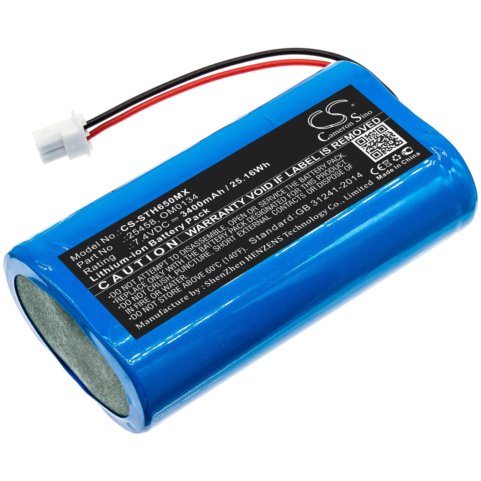 7.4V, 3400mAh, Li-ion Battery fits Surgitel, Eclipse Ehl65, Ehl-65, 25.16Wh