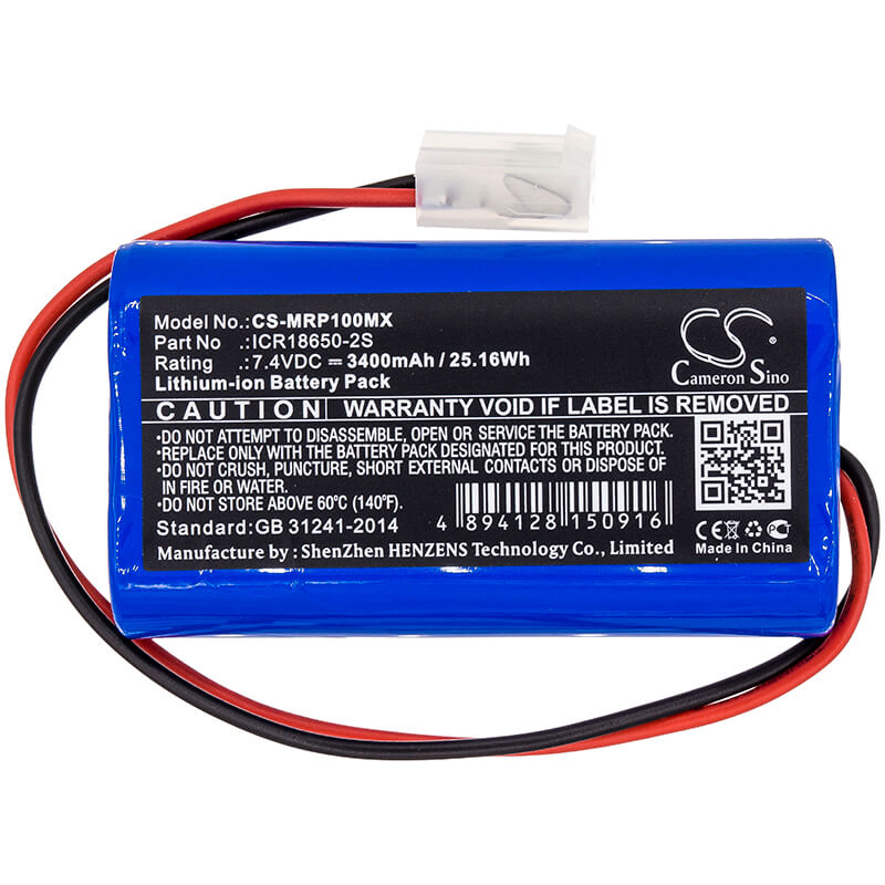 7.4V, 3400mAh, Li-ion Battery fits Mindray, Sp1, Sp1 Syringe Pump, 25.16Wh