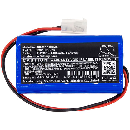 7.4V, 3400mAh, Li-ion Battery fits Mindray, Sp1, Sp1 Syringe Pump, 25.16Wh