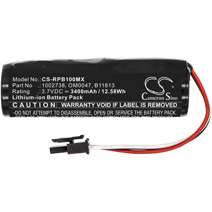 3.7V, 3400mAh, Li-ion Battery fits Respironics, Bilichek Noninvasive Bilirubin, Bilichek Noninvasive Bilirubin, 12.58Wh