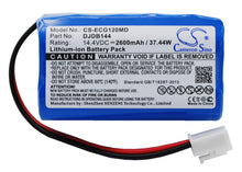 14.4V, 2600mAh, Li-ion Battery fits Cmics, Djdb, Djdb1200, 37.44Wh