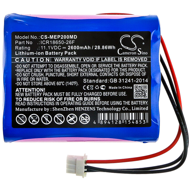 11.1V, 2600mAh, Li-ion Battery fits Medical Econet, Compact 2, 28.86Wh