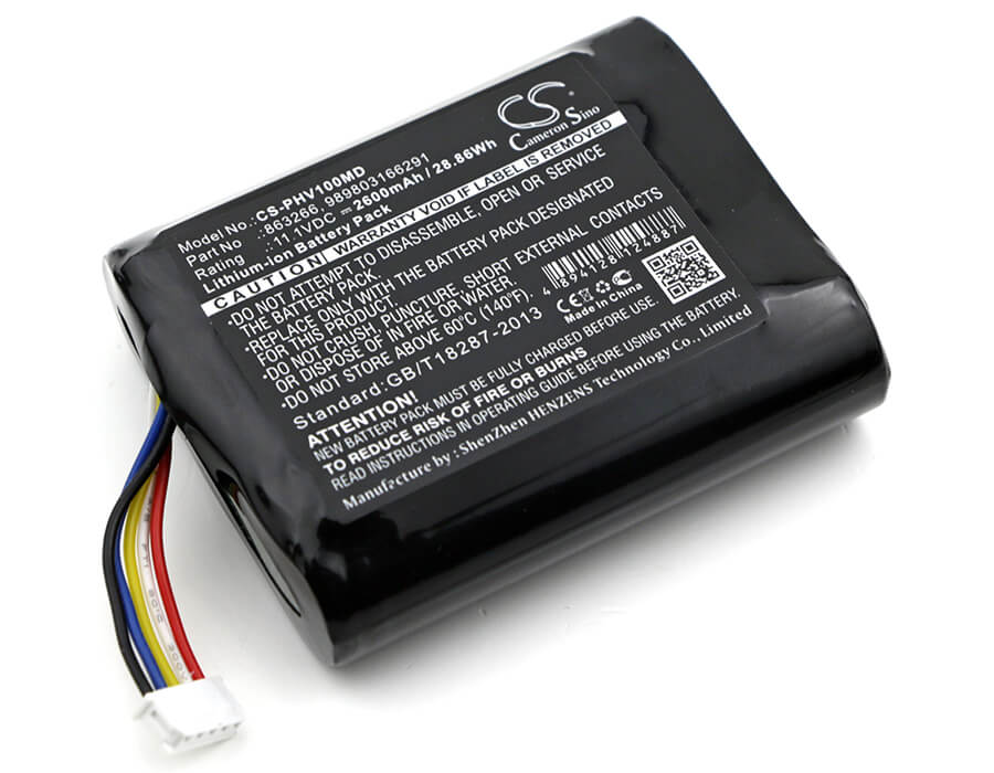 11.1V, 2600mAh, Li-ion Battery fits Philips, Moniteur Portable Suresigns Vm, Monitor Vs1, 28.86Wh