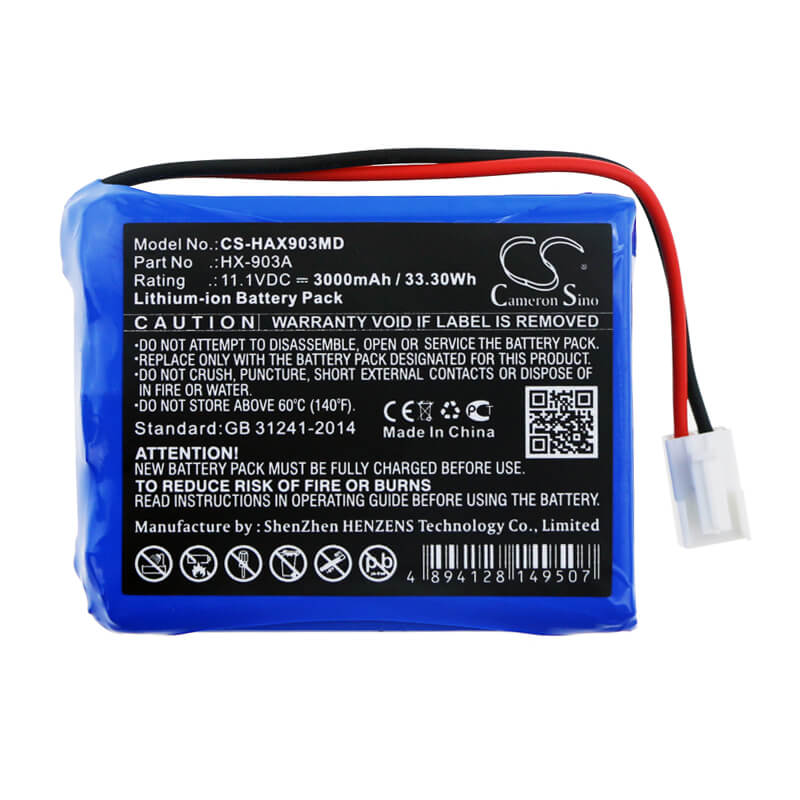 11.1V, 3000mAh, Li-ion Battery fits Huaxi, Hx-903a, 33.3Wh