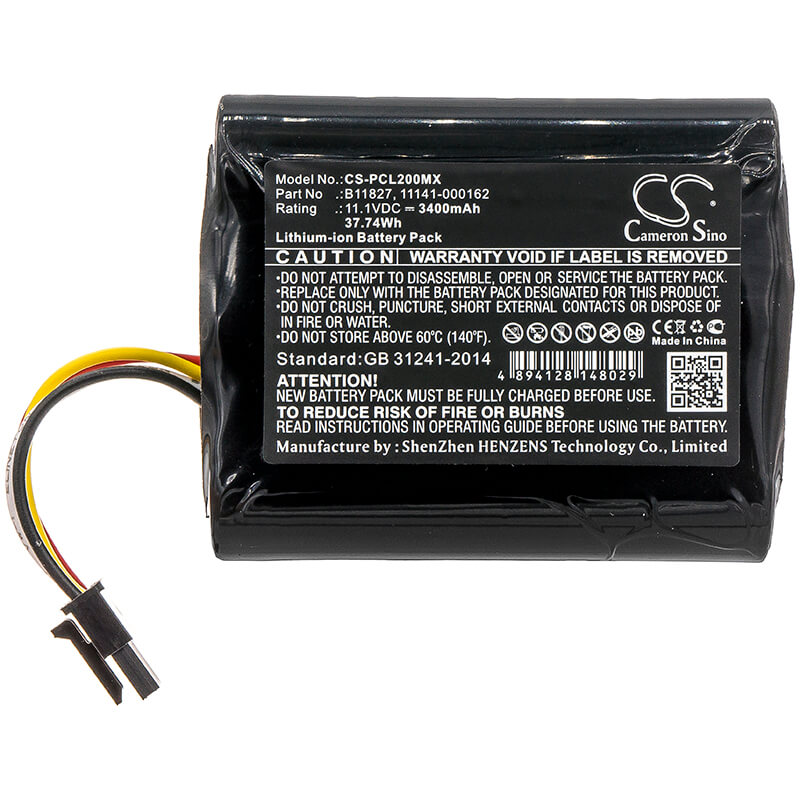 11.1V, 3400mAh, Li-ion Battery fits Physio-control, 1150-000018, Lifepak 20 Code, 37.74Wh