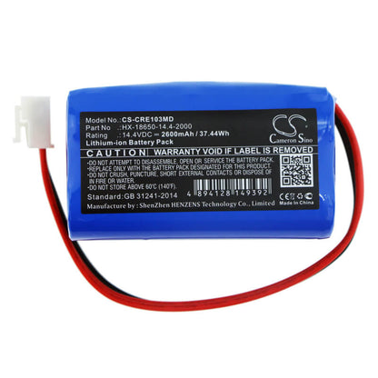 14.4V, 2600mAh, Li-ion Battery fits Carewell, Ecg-1103, Ecg-1103b, 37.44Wh