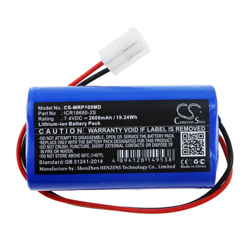 7.4V, 2600mAh, Li-ion Battery fits Mindray, Sp1, Sp1 Syringe Pump, 19.24Wh