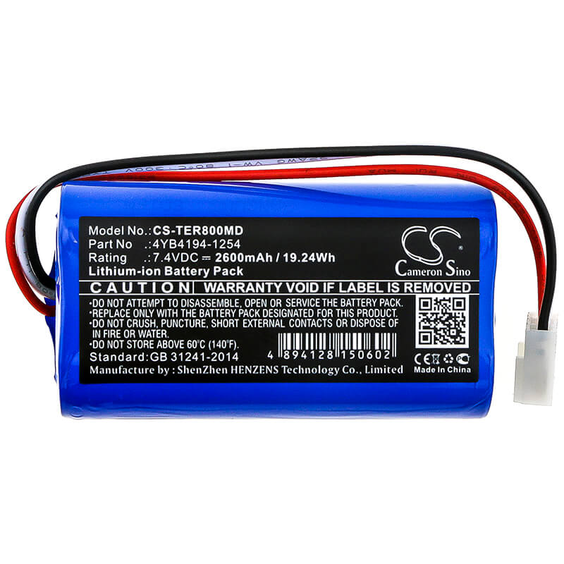 7.4V, 2600mAh, Li-ion Battery fits Terumo, Te-ss800 Infusion Pump, 19.24Wh