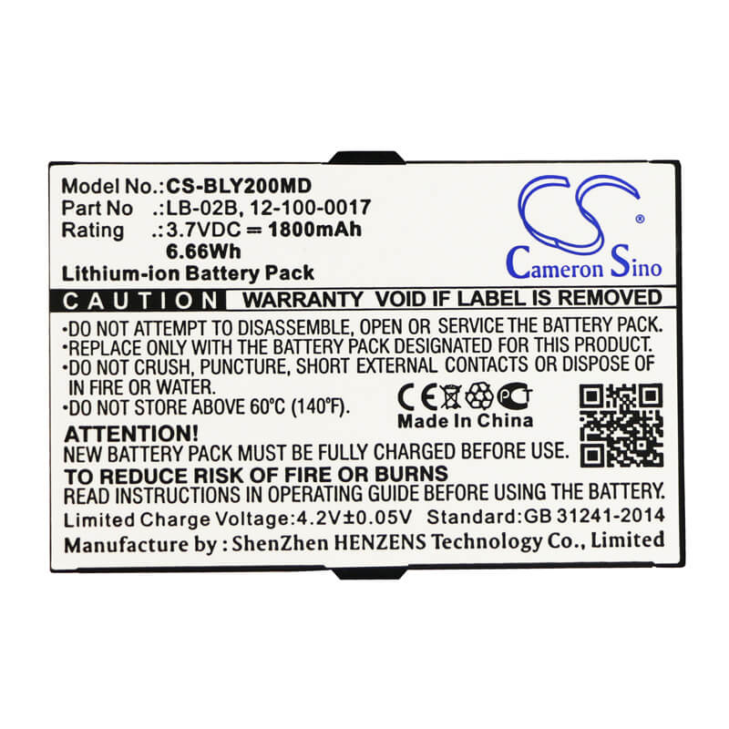 3.7V, 1800mAh, Li-ion Battery fits Bolate, Anyyiew A2, 6.66Wh
