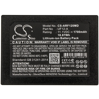 11.1V, 1700mAh, Li-ion Battery fits Ahram Biosystems, Palm Pcr G1-12, Uf12-a, 18.87Wh