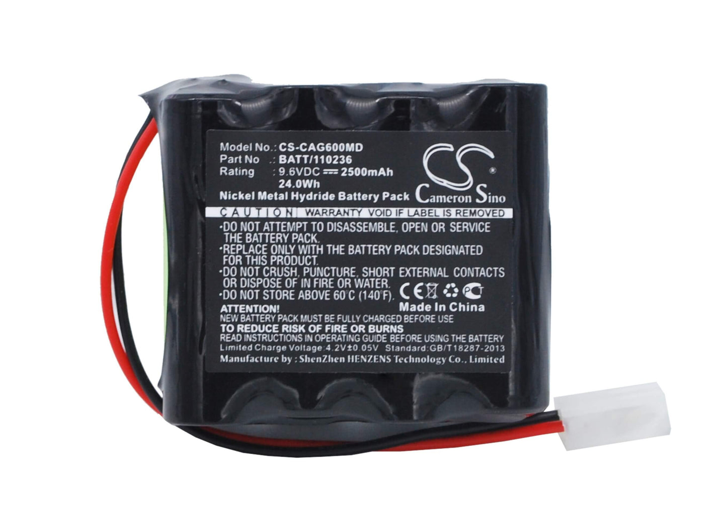 9.6V, 2500mAh, Ni-MH Battery fits Cardiette, Ar600 E.c.g., Ecg Recorder Ar600adv, 24Wh