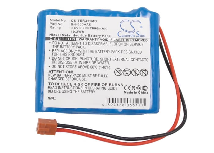 9.6V, 2000mAh, Ni-MH Battery fits Terumo, Syringe Pump Te311, Syringe Pump Te311/2, 19.2Wh