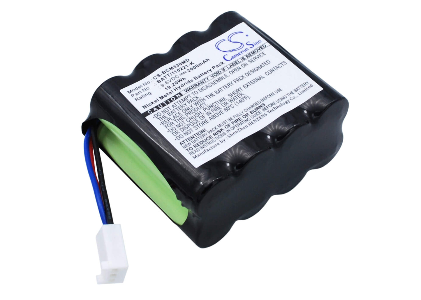 9.6V, 2000mAh, Ni-MH Battery fits Bci, 20600a1 8200 Capnocheck Co2 Mo, 3303 Hand Held Pulse Oximete, 19.2Wh
