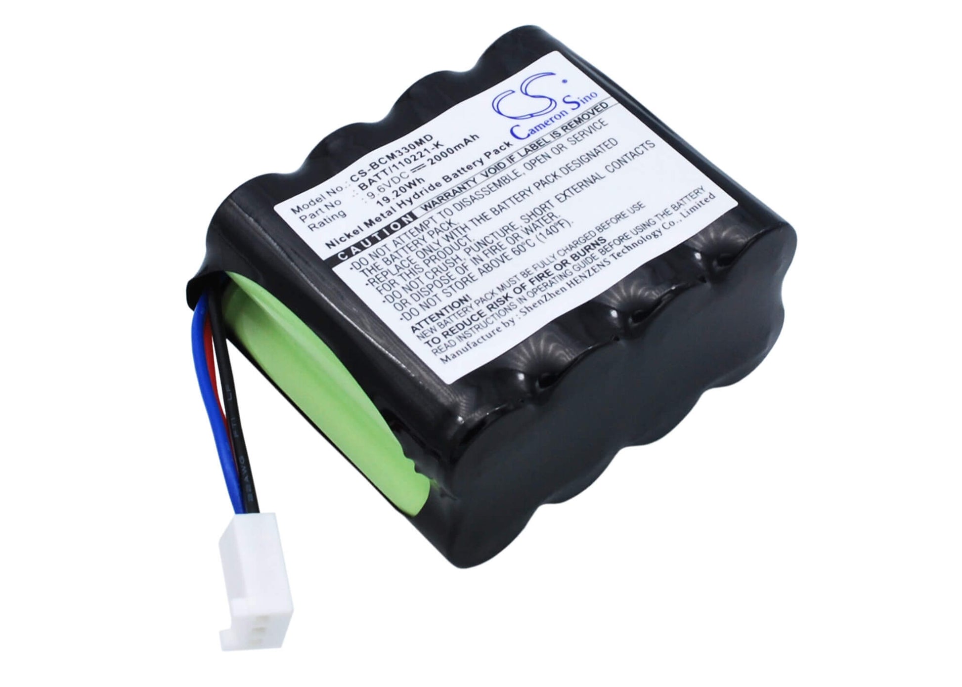 9.6V, 2000mAh, Ni-MH Battery fits Bci, 20600a1 8200 Capnocheck Co2 Mo, 3303 Hand Held Pulse Oximete, 19.2Wh