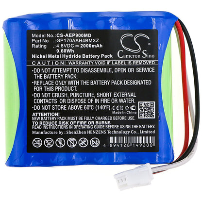 4.8V, 2000mAh, Ni-MH Battery fits American Diagnostic, 9002-5, Adc E-sphyg 2, 9.6Wh